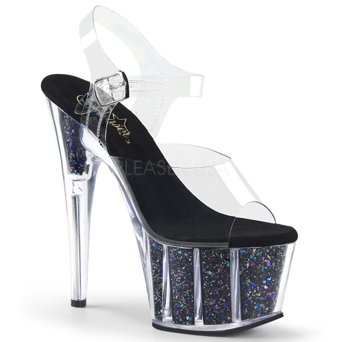 ADORE-708CG 7 inch Heel  Black Glitter Dance Shoe