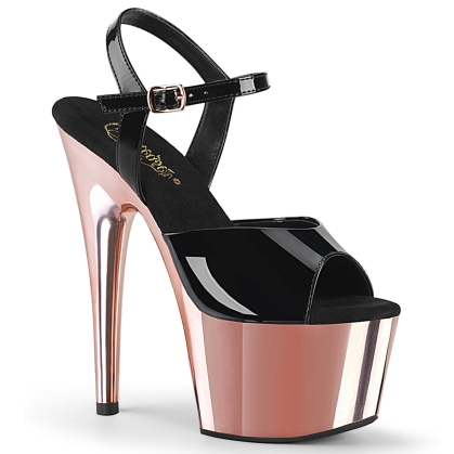 adore 709 black patent rose gold chrome