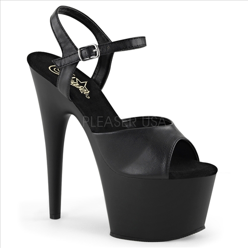 Black Faux Leather Sturdy Exotic Dance Shoe