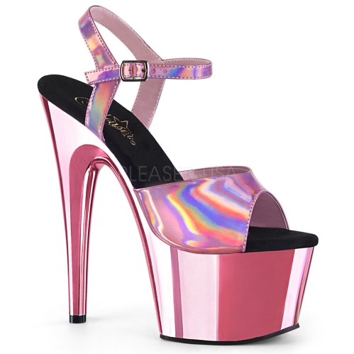 ADORE-709HGCH 7 inch Heel Baby Pink Chrome Shoes