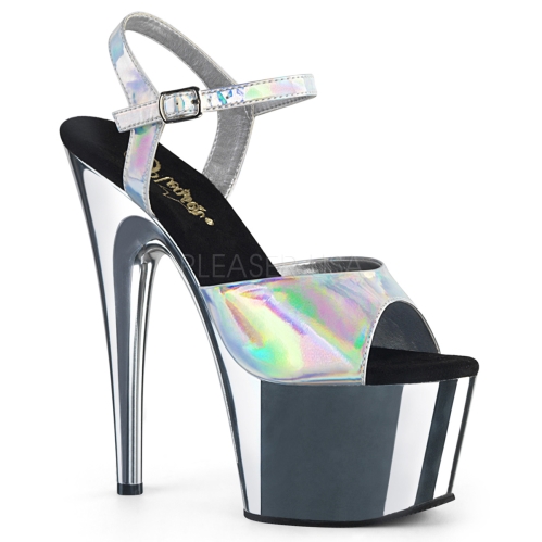 ADORE-709HGCH 7 inch Heel Silver Chrome Hologram