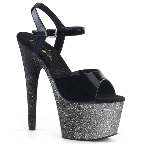 Black Patent Black Silver Ombre Exotic Dance Shoe