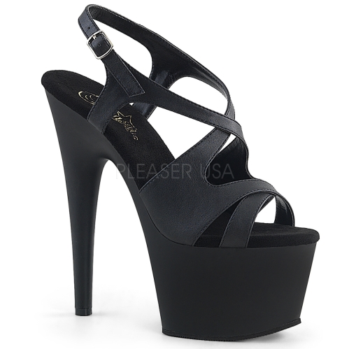 Black Matte Double Criss-Cross Sling Back Sandal