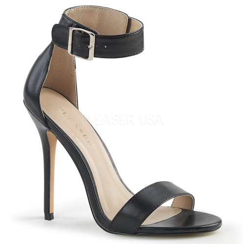 Black Patent Sandal With Buckle Ankle Strap