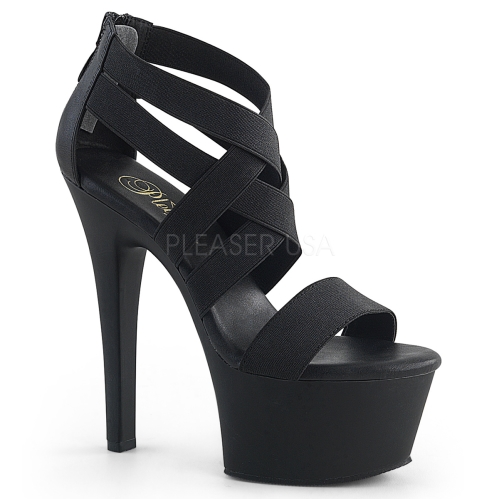 Black Matte Crises Cross Close Back Platform Shoes