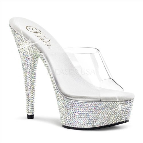 Every stripper should have an expensive pair of rhinestone with jeweled slide shoes. 7500 rhinestones with the 6 inch heel and clear vamp with no ankle strap.