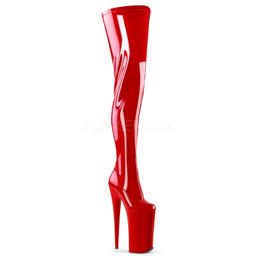 Red Patent Stretch Crotch Full Length Boot
