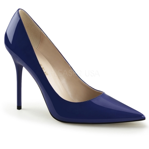 navy blue low heel business shoes