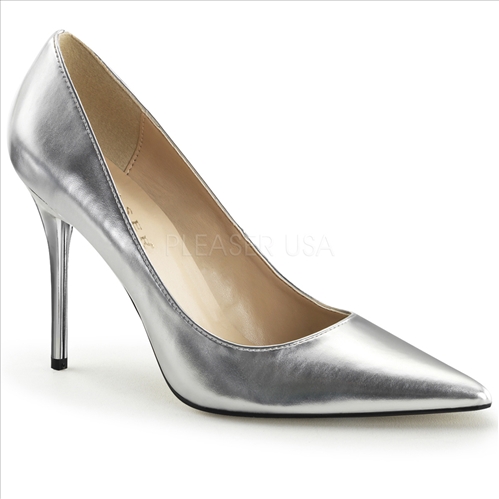 women's silver metallic pump