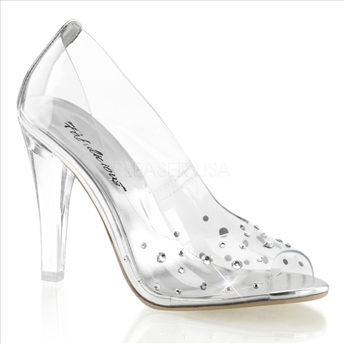 peep to pump with rhinestones