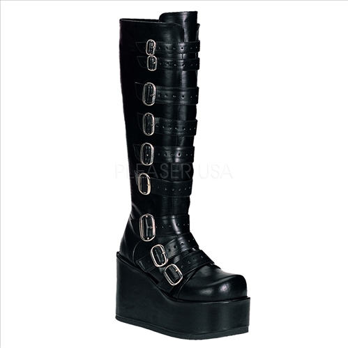 goth gogo buckled knee boot