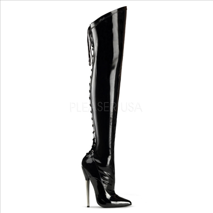 ultra high heel slant top black boots