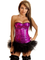 Hot Pink Sequin Underwire Side Zipper Corset