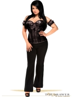Molded Cup Black Santin And Sequin Corset