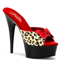 6 Inch Heel No Strap Leopard Print Faux Leather