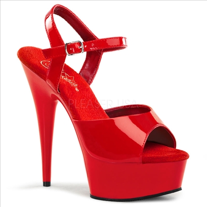 Red Patent 6inch Heel Open Toe Vamp Stripper Shoe