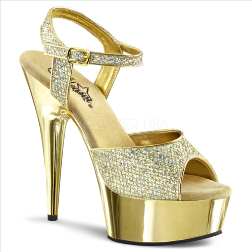 Glitter Gold Chrome 6 Inch Heel Entertainers Shoe