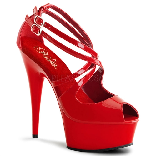 Double Crisscross Strappy Shoes Red Hot Patent