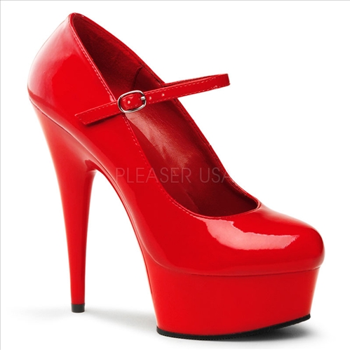 Hot Red Patent Leather 6 Inch Heel Mary Jane Pump