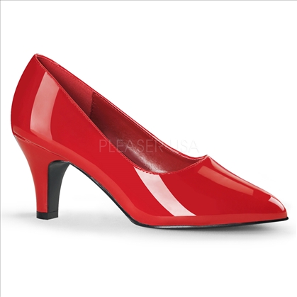 3 inch block heel classic pumps red patent