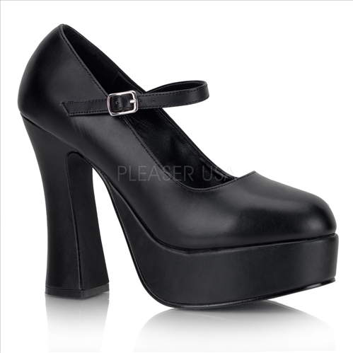 black matte Demonia chunky heel Mary Jane shoe