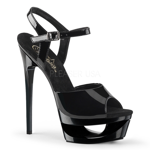 black patent light stripper heels