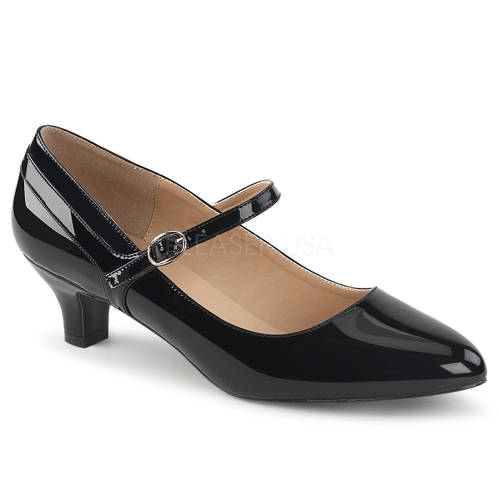 Mary Jane low heel pump professional style shiny black patent shoe