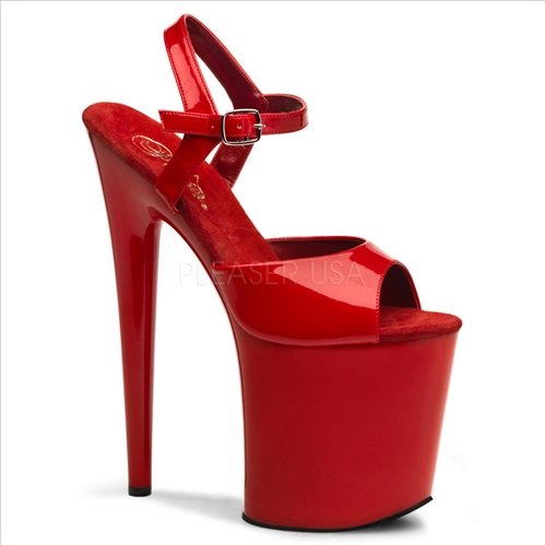 red patent top 8 inch heel red platform exotic dance shoes