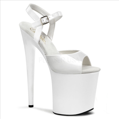 white patent top 8 inch heel white platform exotic dance shoes