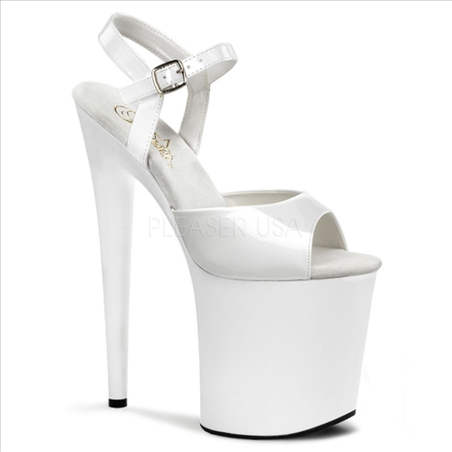 white patent top 8 inch heel white platform exotic dance shoes