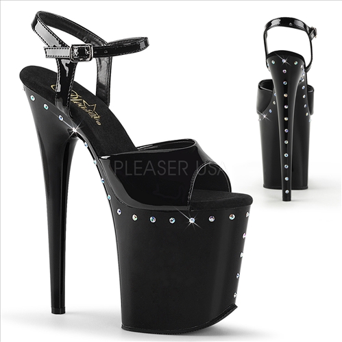 rhinestones lined 8 inch heels exotic dance shoes with ankle strap