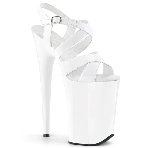 INFINITY-997 9 inch Heel White Patent Criss-Cross