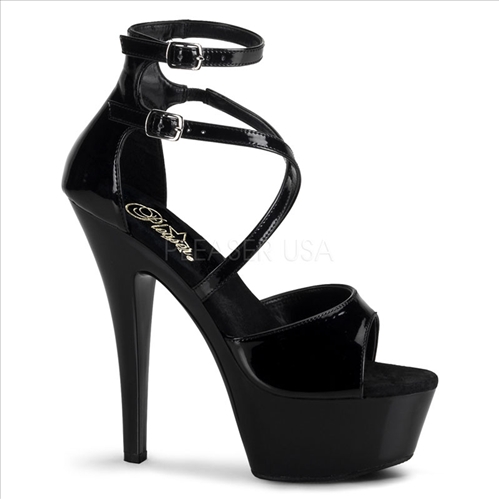 Black Patent Leather Closed Back Y Strap Sex Shoe