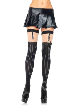 Stockings Pinstriped Suspender Thigh Highs