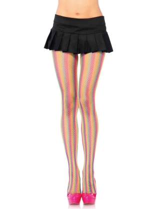 Stockings Rainbow Striped Fishnet Pantyhose