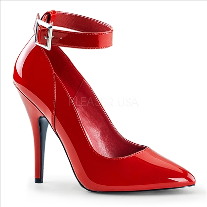 Half Inch Ankle Strap Hot Red Patent Leather Shoe