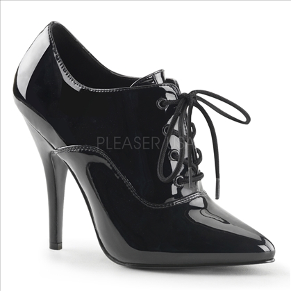 Black Shiny Patent Leather Oxford Style Pump