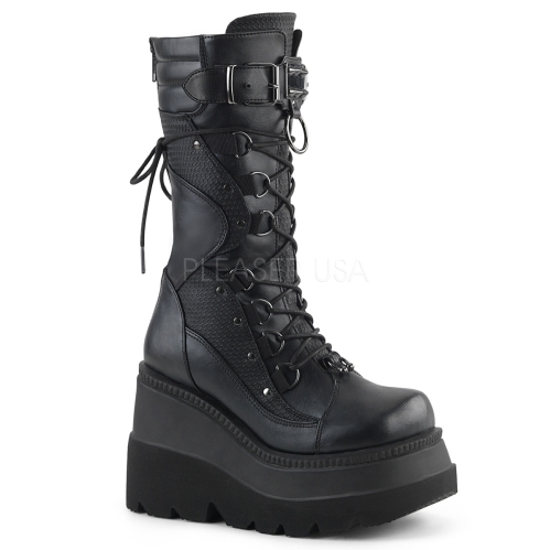 Demonia vegan leather wedge platform boots