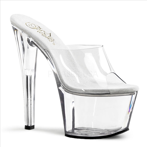 No Ankle Strap Exotic Dancer Clear Platform Pumps