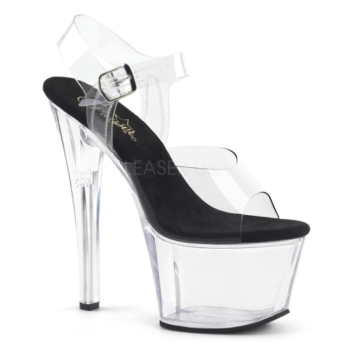 Clear Platform Black Sole Ankle Strap Exotic Shoe