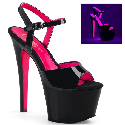 Black Patent Neon Hot Pink 7 Inch Heel Platforms
