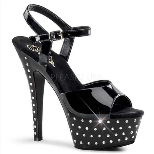 Black Patent Leather Rhinestone Embellished Shoe