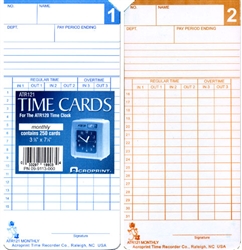 Acroprint ATR121 Semi-Monthly/Monthly Time Cards for ATR120, Box of 500