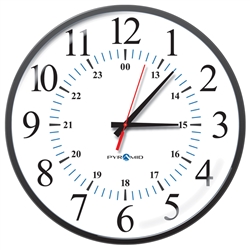 Battery Analog Clock, 12/24-Hr Face, 13' Size