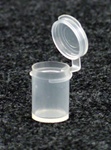 Bottles, Jars and Tubes:  050650 - 0.04 oz 1/2 inch diameter, clarified natural polypropylene; small round hinged-lid containers Lacons