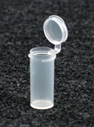 Bottles, Jars and Tubes:  051150 - 0.08 oz. Â½-inch diameter, clarified natural  laboratory and medical grade polypropylene; small round hinged-lid containers Lacons&reg;