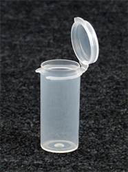 Bottles, Jars and Tubes:  102000-1 - 0.48 oz. 1-inch diameter Lacons&reg; clarified natural  laboratory and medical grade polypropylene; small round hinged-lid containers.