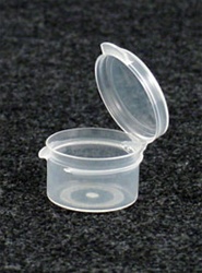 Bottles, Jars and Tubes:  120750 - 0.26 oz. 1Â¼-inch Lacons&reg; clarified natural  laboratory and medical grade polypropylene; small round hinged-lid containers.