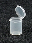 Bottles, Jars and Tubes:  121500-1 - 0.58 oz. 1Â¼-inch Lacons&reg; clarified natural  laboratory and medical grade polypropylene; small round hinged-lid containers.