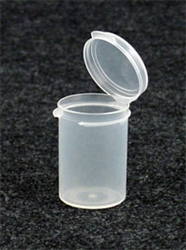 Bottles, Jars and Tubes:  121650-1 - 0.65 oz. 1Â¼-inch Lacons&reg; clarified natural  laboratory and medical grade polypropylene; small round hinged-lid containers.
